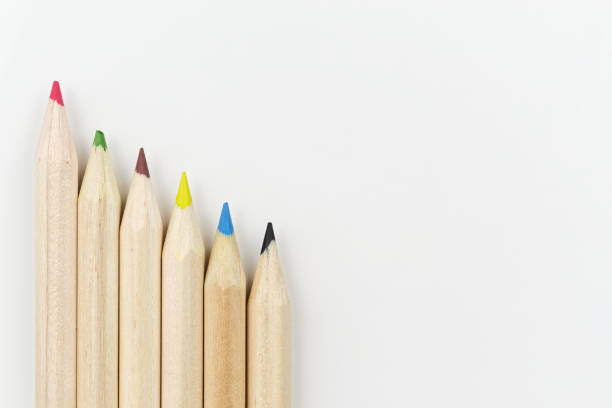 istock Set of colored pencils on a white background arranged in a row 1194084169