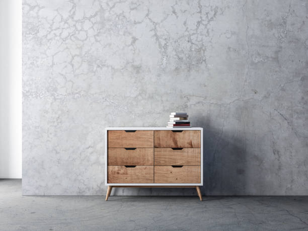istock Modern bureau mockup in empty living room with concrete wall 1194088444