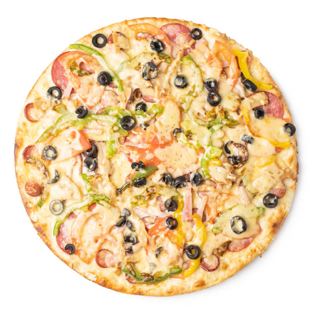 istock Tasty pizza on a white background 1194088807