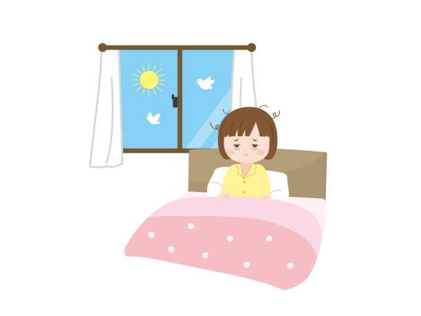Sleep situation gir3 It is an illustration of a Sleep situation gir. bird bed alarm clock stock illustrations