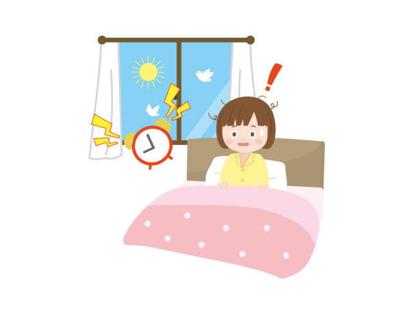 Sleep situation gir2 It is an illustration of a Sleep situation gir. bird bed alarm clock stock illustrations