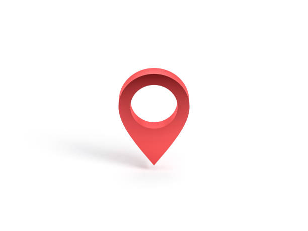istock Red geo pin logo on white 1194090343