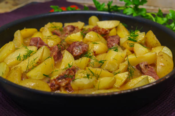 istock fresh veal, stewed with fresh potatoes and spices. 1194091392