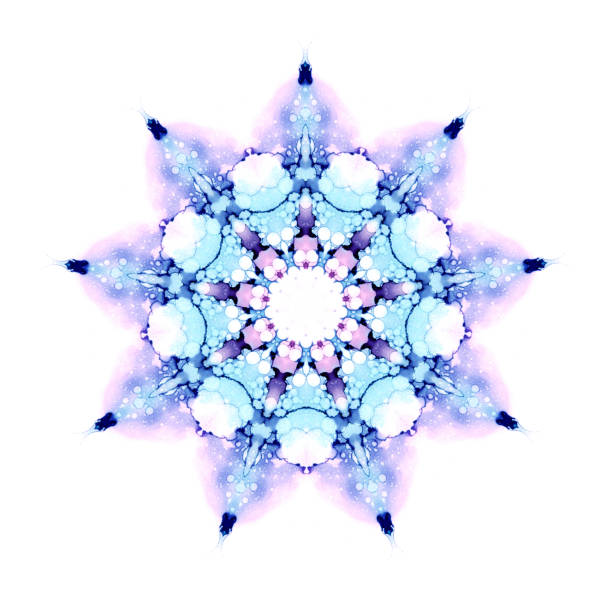 istock Colorful watercolor snowflake mandala pattern isolated on white background. Kaleidoscope effect. 1194091617