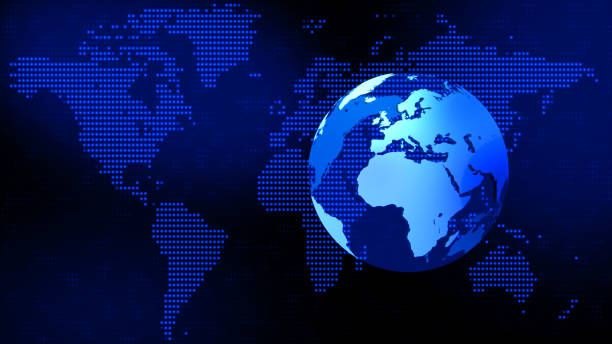 istock Planet Earth Made of Blue Glowing Dots Over Black Background 1194092587