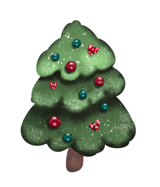 istock Christmas tree decorated with red and green balls on an isolated background. 1194092790