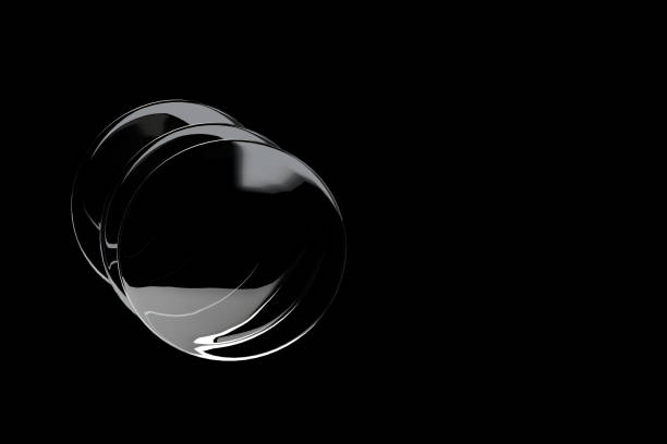 3D rendering of 3 convex lenses with black background 3D rendering of 3 convex lenses with black background convex stock pictures, royalty-free photos & images