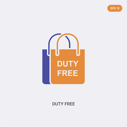 2 color Duty free concept vector icon. isolated two color Duty free vector sign symbol designed with blue and orange colors can be use for web, mobile and logo. eps 10