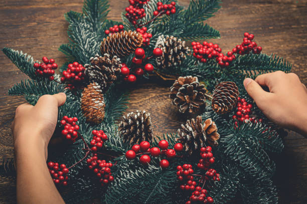 istock Christmas Wreath And Decorations 1194096770