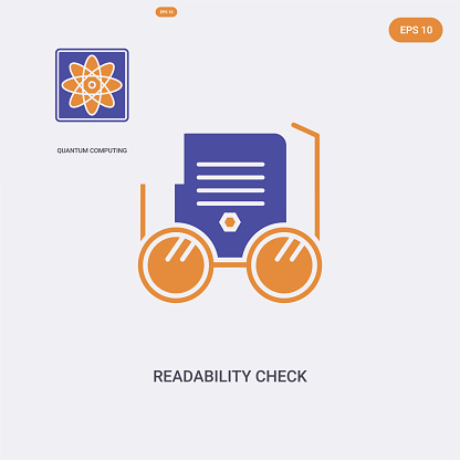 2 color Readability check concept vector icon. isolated two color Readability check vector sign symbol designed with blue and orange colors can be use for web, mobile and logo. eps 10