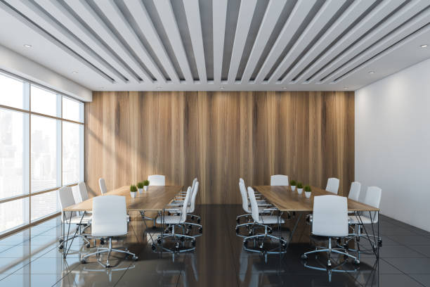 istock White and wooden meeting room interior 1194102463