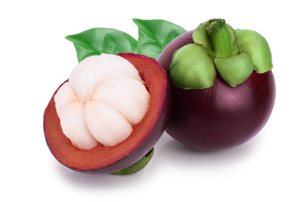 istock ripe mangosteen with leaf isolated on white background closeup 1194103791