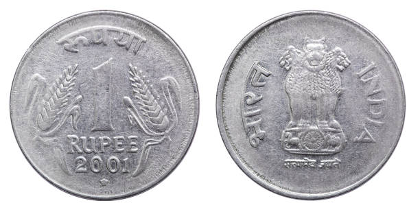 Coin 1 rupee. India. 2001 Coin 1 rupee. India. 2001 2001 stock pictures, royalty-free photos & images