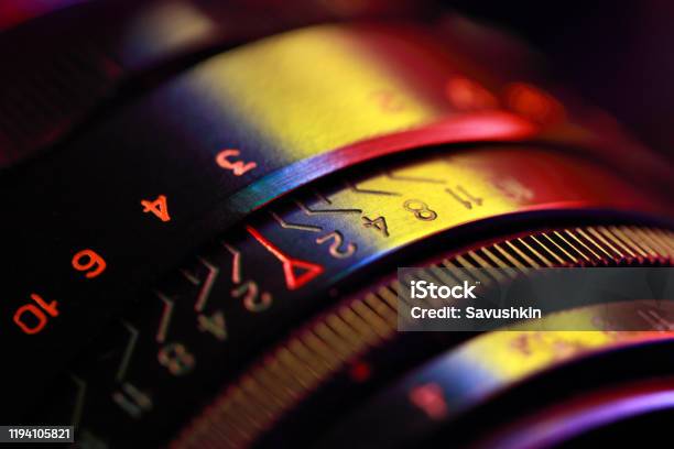 Photographic Lens Closeup Stock Photo - Download Image Now - Camera - Photographic Equipment, Movie Camera, Photography