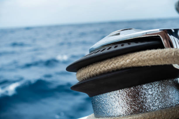 istock Winch and rope on a yacht 1194107440