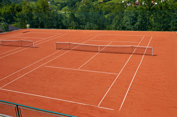 istock Empty outdoor tennis court 1194109012