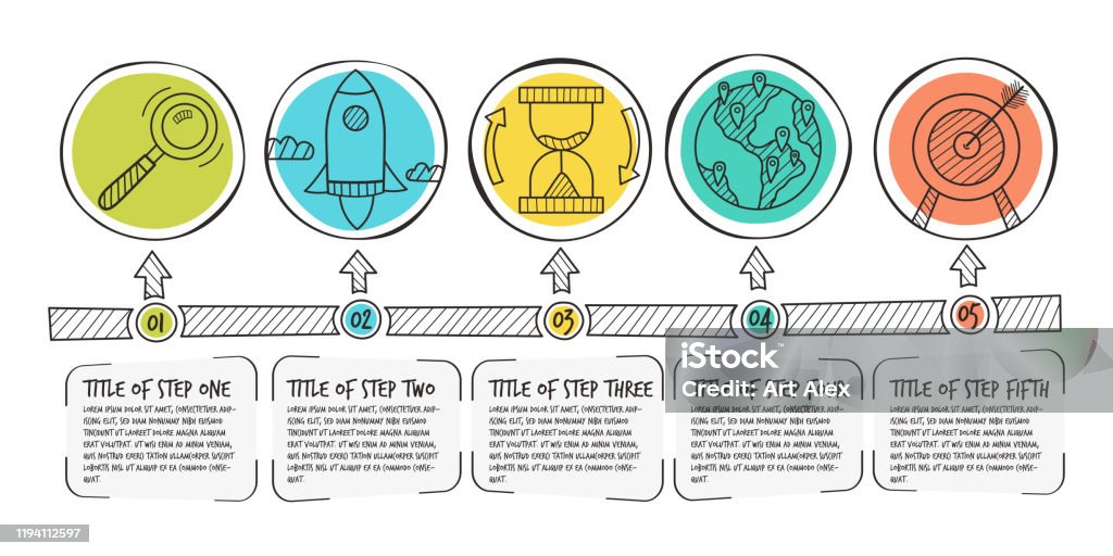 Drawing Infographic Hand Drawn Infographic Steps Vector Illustration Stock Illustration ...