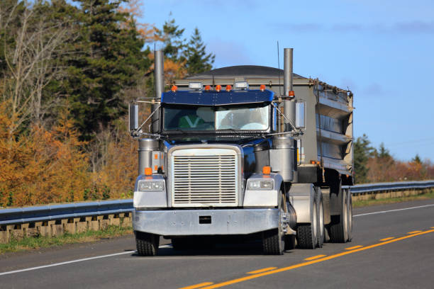istock Dump truck on highway 1194113818