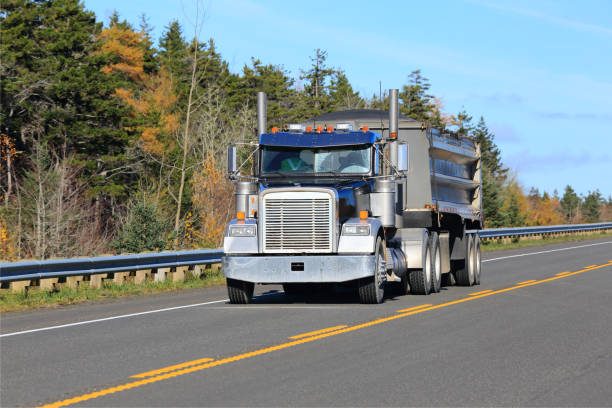 istock Dump truck on highway 1194113821