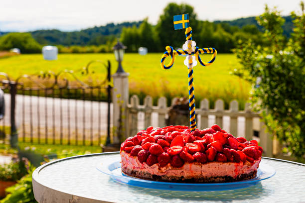 Strawberry cake for a swedish midsummer celebration