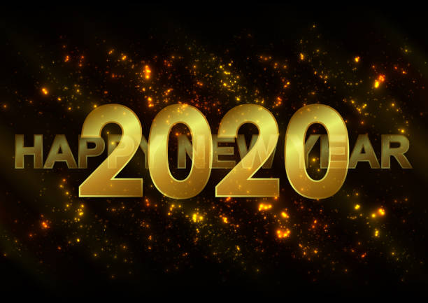 istock Happy 2020 new year golden light background. Vector template design 1194117855