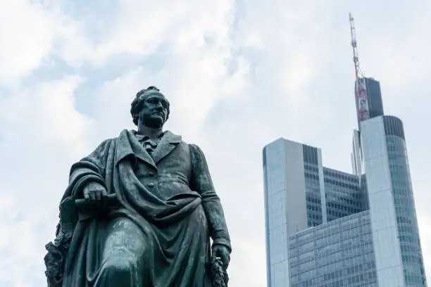 Goethe statue in Frankfurt am Main Hesse Germany