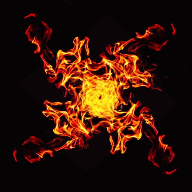istock X-Flames isolated on black background. 1194119128