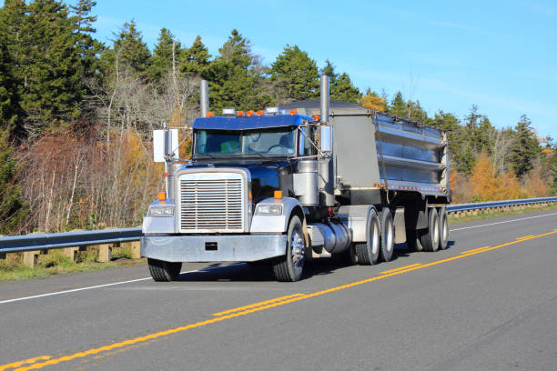 istock Dump truck on highway 1194119161
