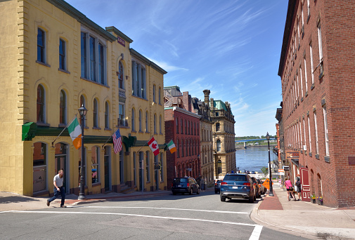 Saint John, New Brunswick / Canada - July 8 2019:  Old HIstorical Buildings of Princess Street