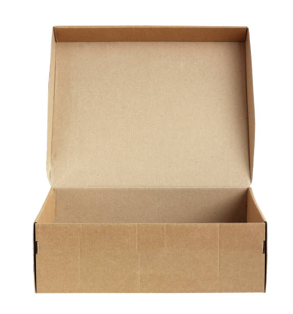 istock open cardboard box with lid isolated on white background. 1194121801