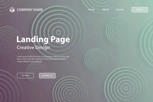 Vector illustration of Landing page Template - Abstract gradient background with Gray circles