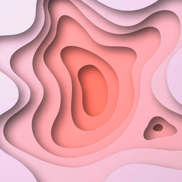 ilustrações, clipart, desenhos animados e ícones de fundo do corte de papel - formas abstratas vermelhas da onda - projeto 3d na moda - red backgrounds pastel colored abstract