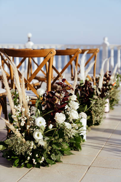 Decorations for the wedding ceremony. Decorations for the wedding ceremony. Flowers closeup. phuket beach party stock pictures, royalty-free photos & images