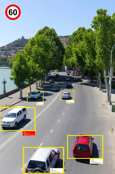 Camcorder with artificial intelligence. Recognition of cars and pedestrians. Identification of speeding violators