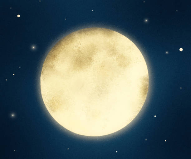 istock Full moon illustration with copy space. Hand draw illustration 1194123241