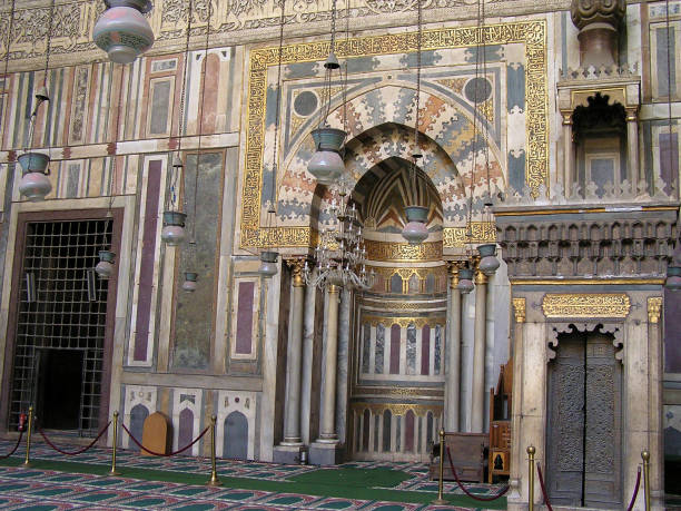 sultan hassan mosque ,cairo - cairo mosque egypt inside of imagens e fotografias de stock
