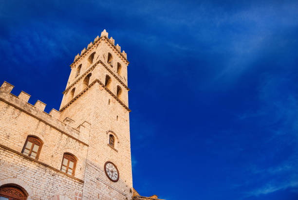 Medieval People's Towe in Assisi Communal Square, a city landmark
