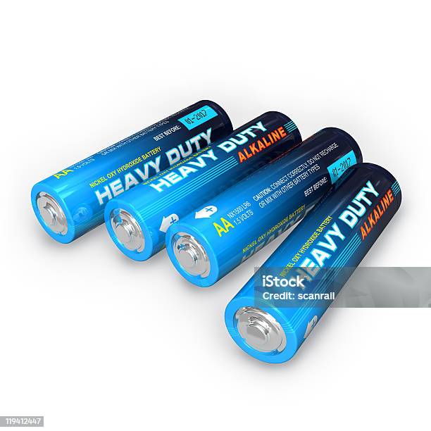 Four Aa Batteries Stock Photo - Download Image Now - Battery, Alkaline, Amperage