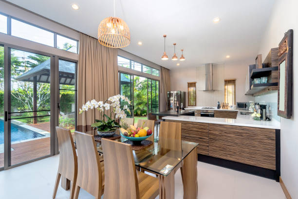 istock Modern living room in spacious home 1194125033