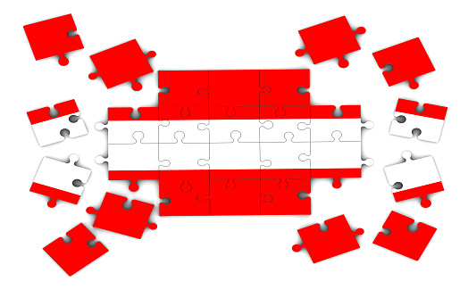 Austrian flag on puzzle