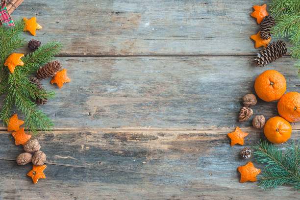 istock Christmas holiday background with mandarins 1194125682