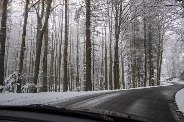 istock Car driving in Snow 1194126229