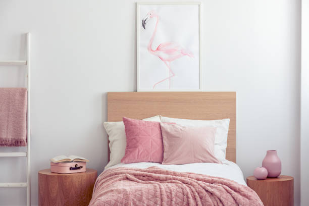 istock White and pastel pink scandinavian bedroom interior for kid 1194127683