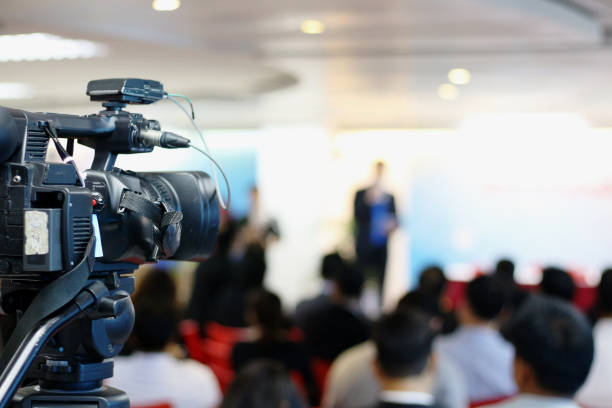 istock The media is recording video during the press conference. 1194128702