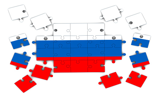 Russian flag on puzzle