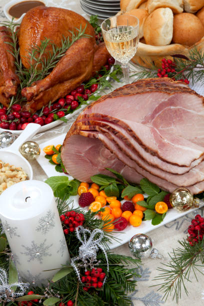 istock Christmas Roasted Ham and Smoked Turkey 1194131957
