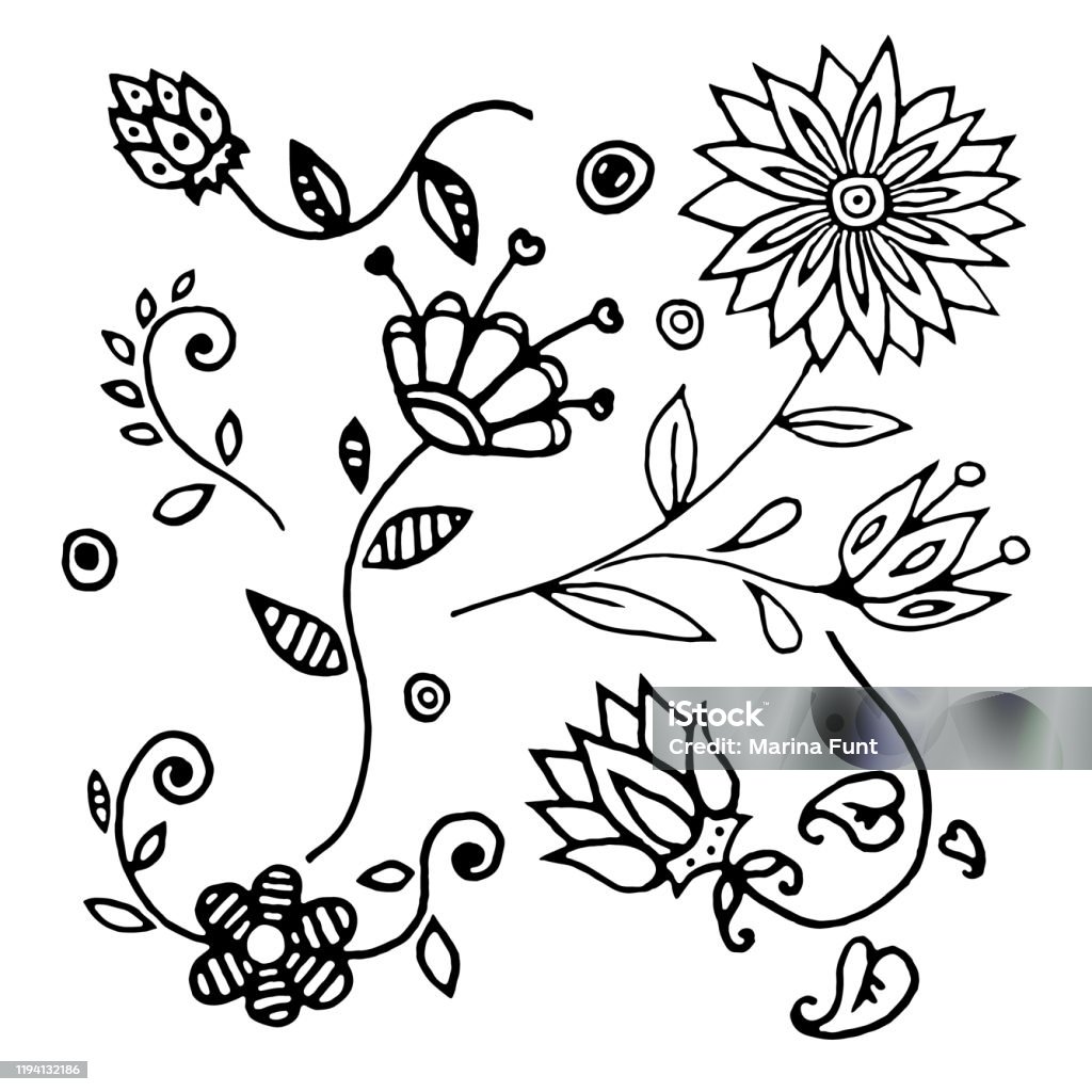 Ilustración de Conjunto De Flores Dibujadas A Mano Decoración Floral Para  Fundas y más Vectores Libres de Derechos de Arte - iStock