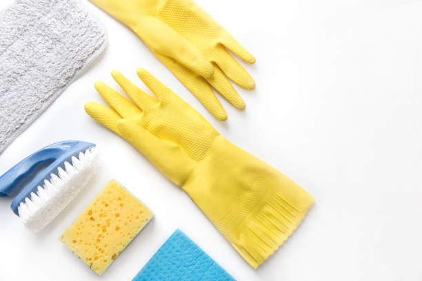 istock Cleaning Products. Home Cleaning Concept.. Copy space. Flat Lay. Top View. 1194135904