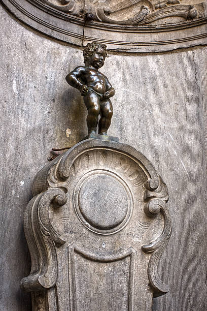 Mannekenpis, one of the most famous spots in Brussels  manneken pis statue in brussels belgium stock pictures, royalty-free photos & images