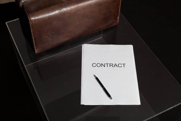 istock Contract and leather carpetbag close-up 1194137798